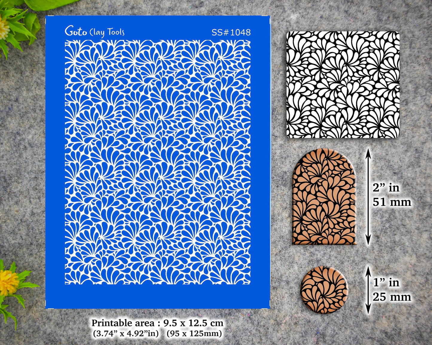 Drops floral Silkscreen for Polymer Clay Earring making, Clay Stencils, Clay Earring Silkscreen, Polymer Clay Supplies SS#1048