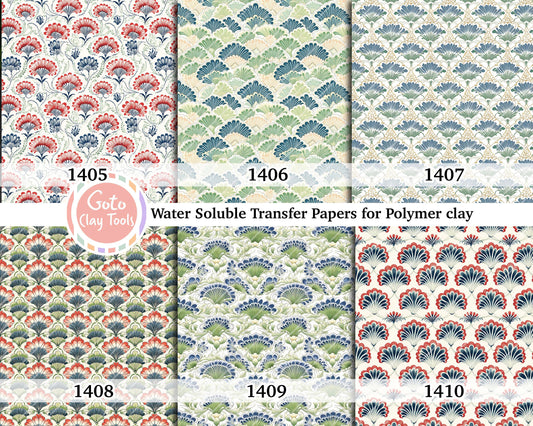 Water soluble Transfer paper for polymer clay, Ornamental scallop pattern, polymer clay image transfers, magic transfer paper