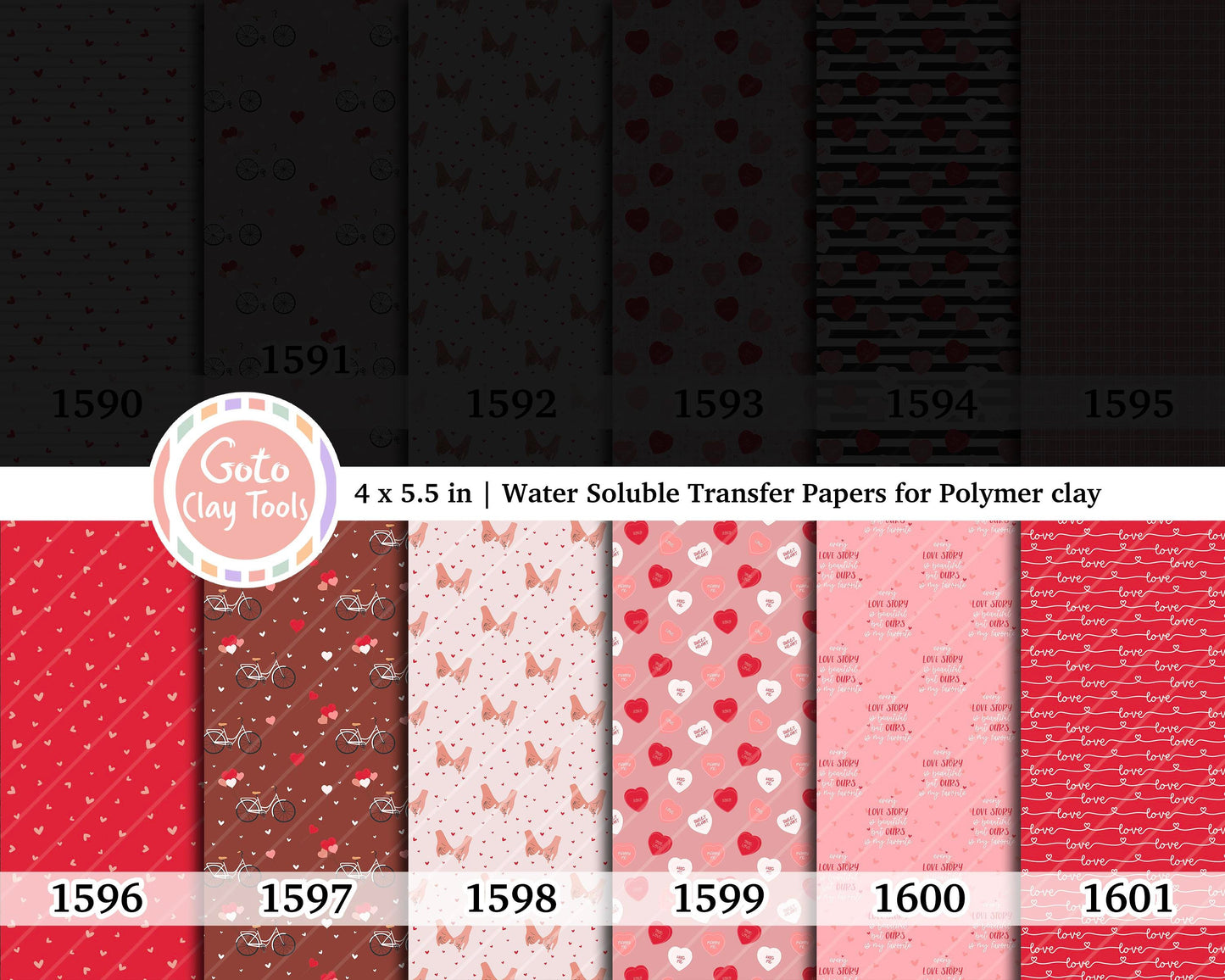 Valentine Water soluble Transfer paper for polymer clay, hand holding, love heart, polymer clay image transfers, magic transfer paper