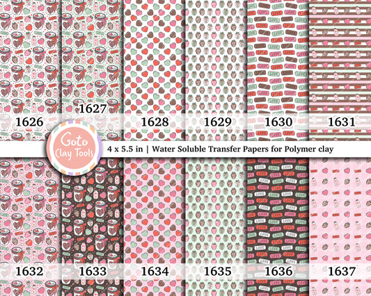 Valentine Water soluble Transfer paper for polymer clay, love strawberries, love heart, polymer clay image transfers, magic transfer paper