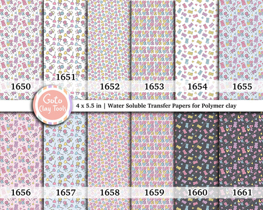 Valentine Water soluble Transfer paper for polymer clay, love teddy bear, love heart, polymer clay image transfers, magic transfer paper