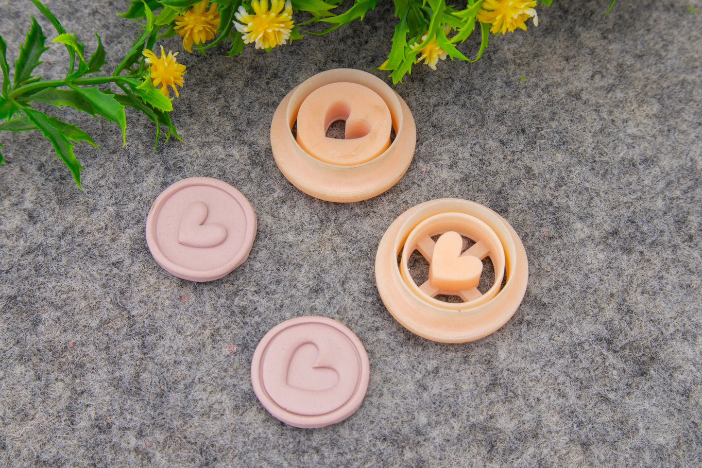 Valentine heart embossed clay cutter, polymer clay cutter for earring making #695