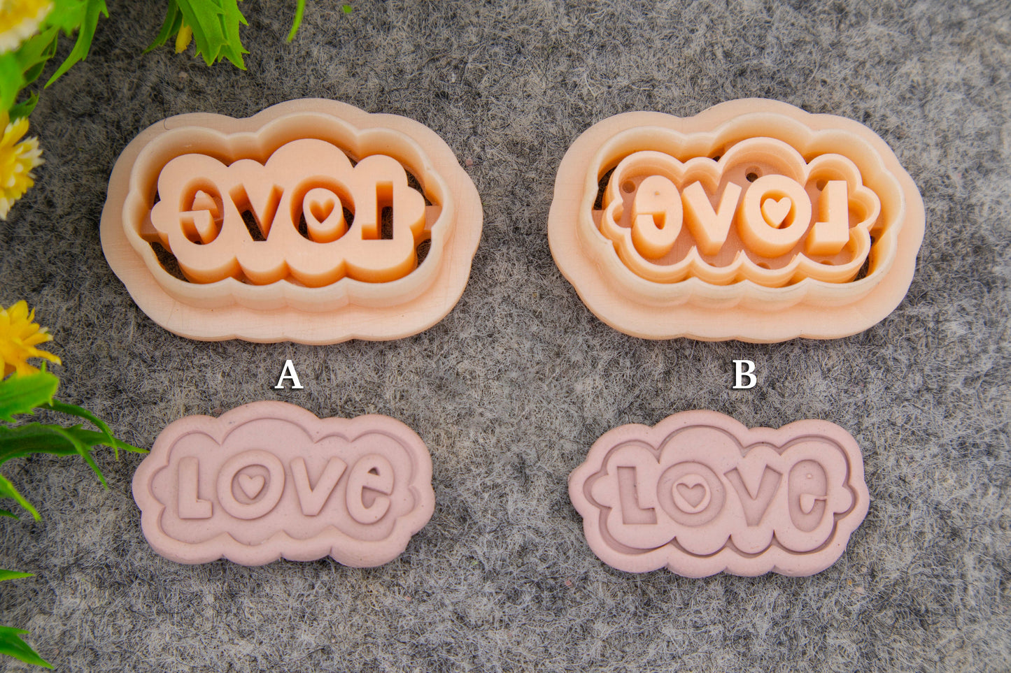 Valentine love cloud embossed clay cutter, polymer clay cutter for earring making #697