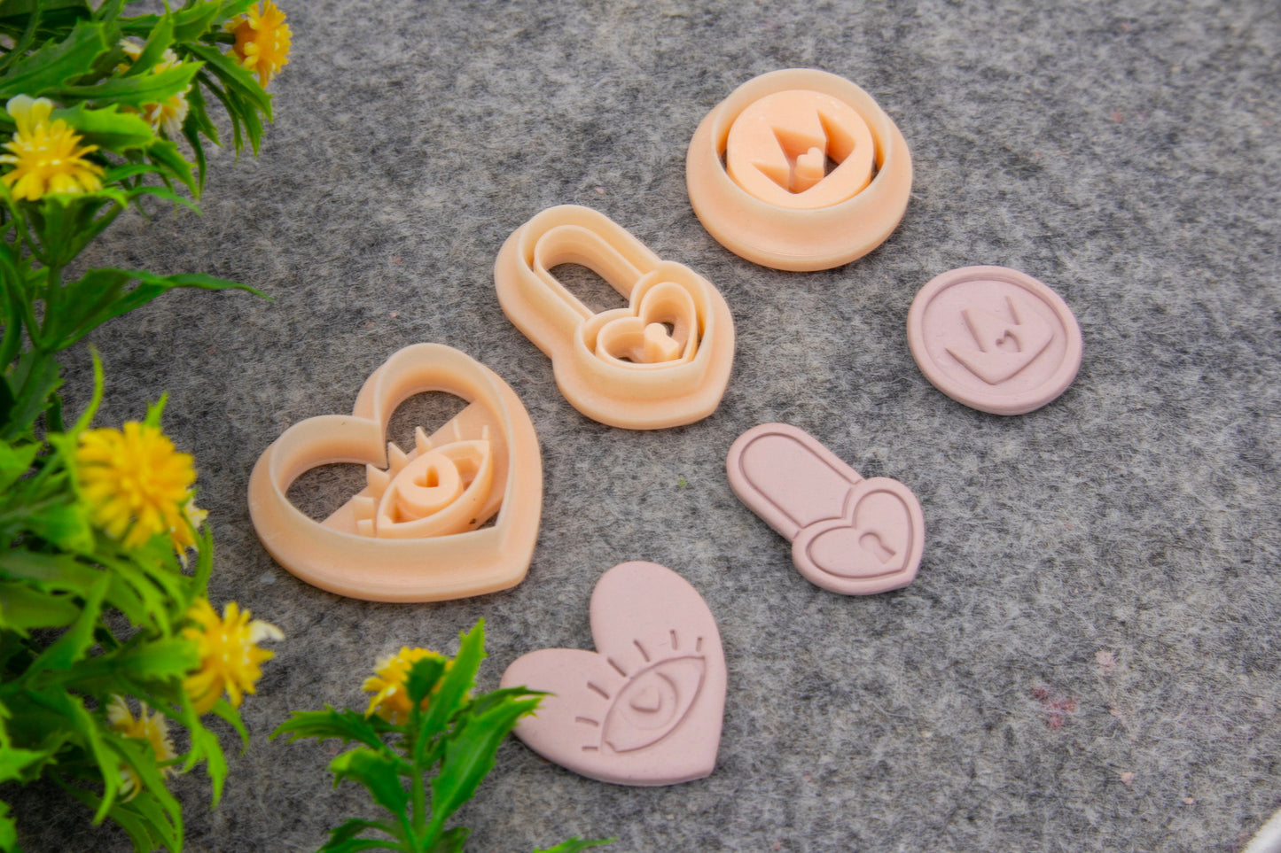 Valentine love lock, evil eye embossed clay cutter, polymer clay cutter for earring making #701