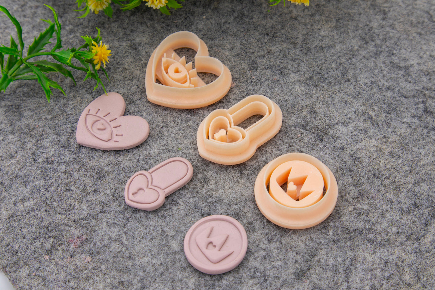 Valentine love lock, evil eye embossed clay cutter, polymer clay cutter for earring making #701