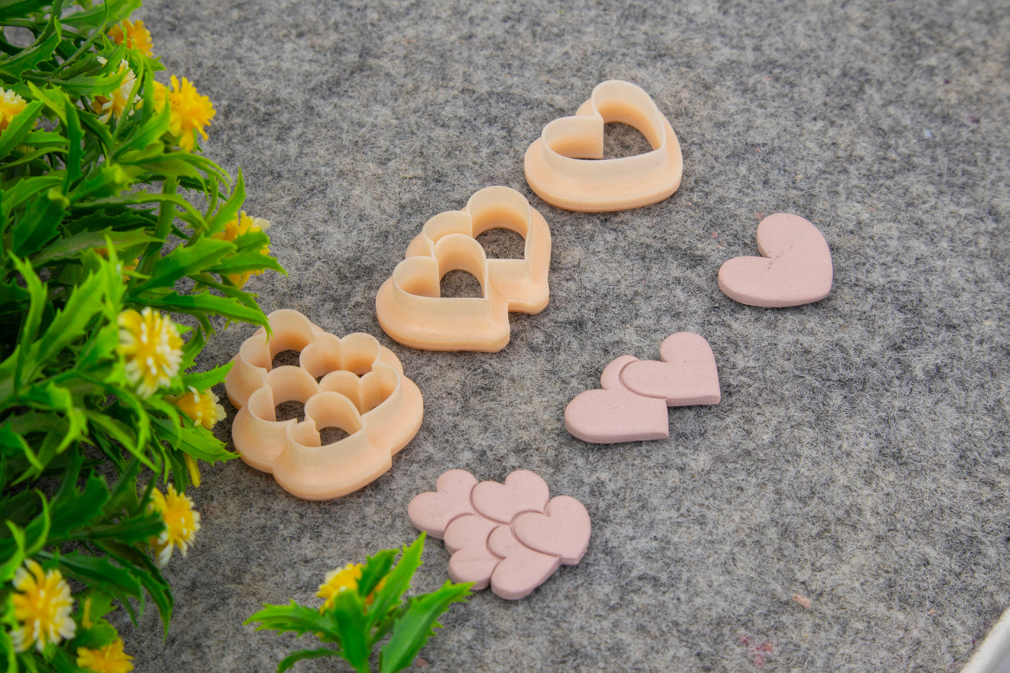 Valentine heart embossed clay cutter, polymer clay cutter for earring making #693