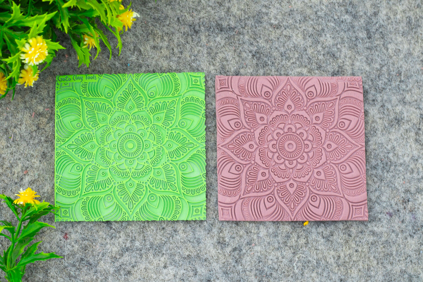 Mandala with Cutter Texture mat for polymer clay, Polymer Clay Rubber Texture mat, Texture Tile mats, Rubber Texture Sheet #M-2