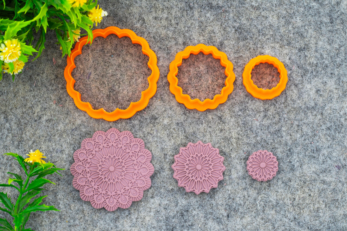 Mandala with Cutter Texture mat for polymer clay, Polymer Clay Rubber Texture mat, Texture Tile mats, Rubber Texture Sheet #M-3