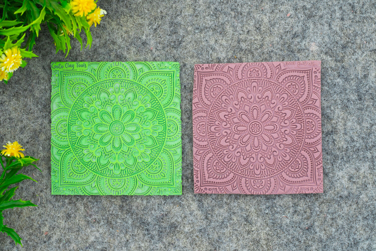 Mandala with Cutter Texture mat for polymer clay, Polymer Clay Rubber Texture mat, Texture Tile mats, Rubber Texture Sheet #M-4