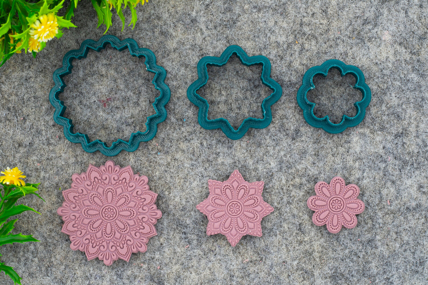 Mandala with Cutter Texture mat for polymer clay, Polymer Clay Rubber Texture mat, Texture Tile mats, Rubber Texture Sheet #M-4