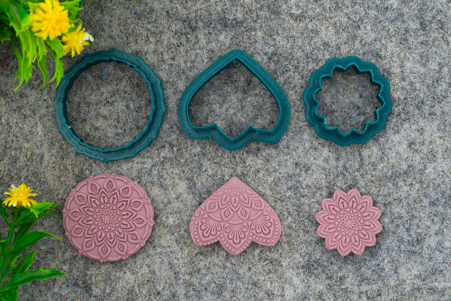 Mandala with Cutter Texture mat for polymer clay, Polymer Clay Rubber Texture mat, Texture Tile mats, Rubber Texture Sheet #M-5