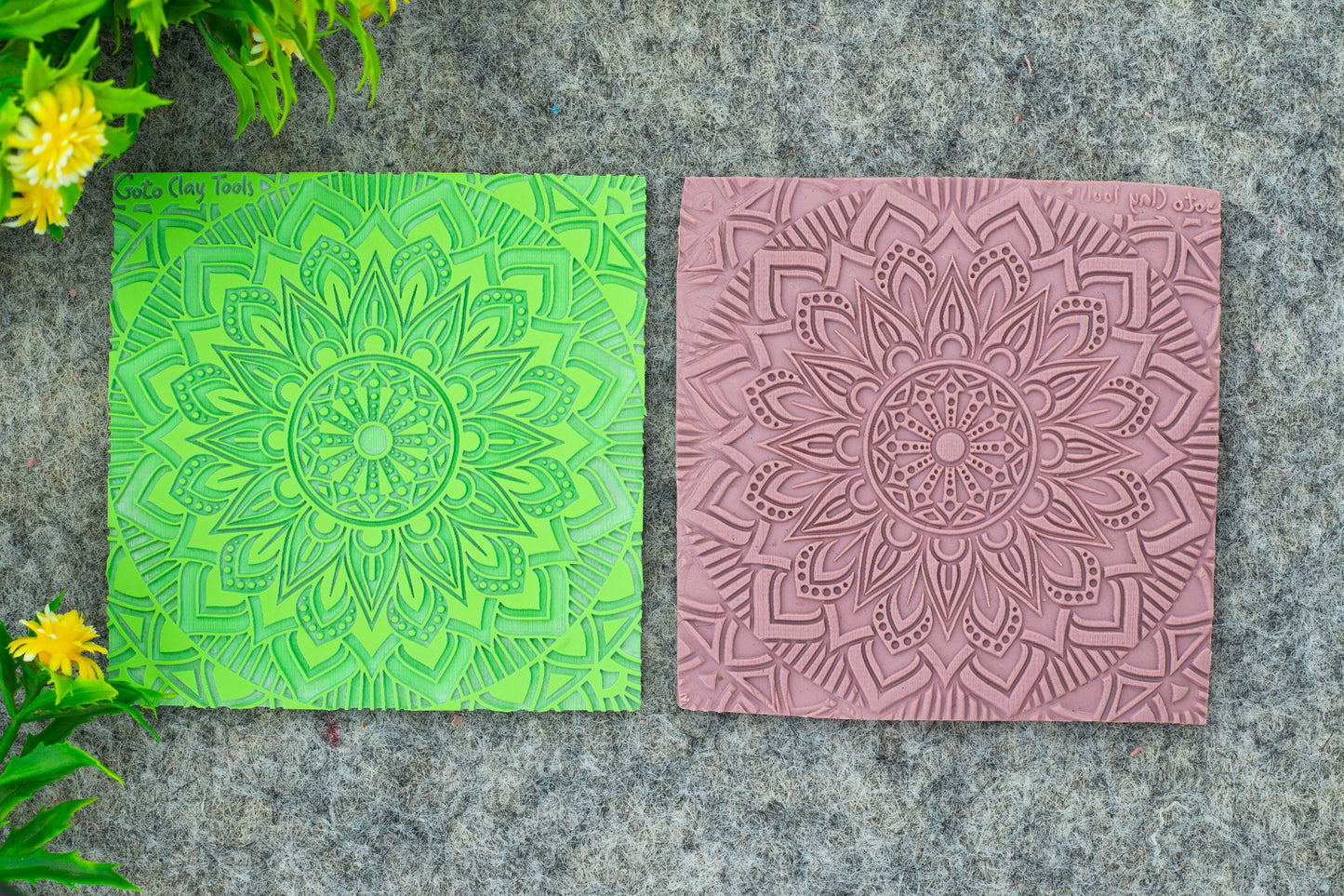 Mandala with Cutter Texture mat for polymer clay, Polymer Clay Rubber Texture mat, Texture Tile mats, Rubber Texture Sheet #M-6