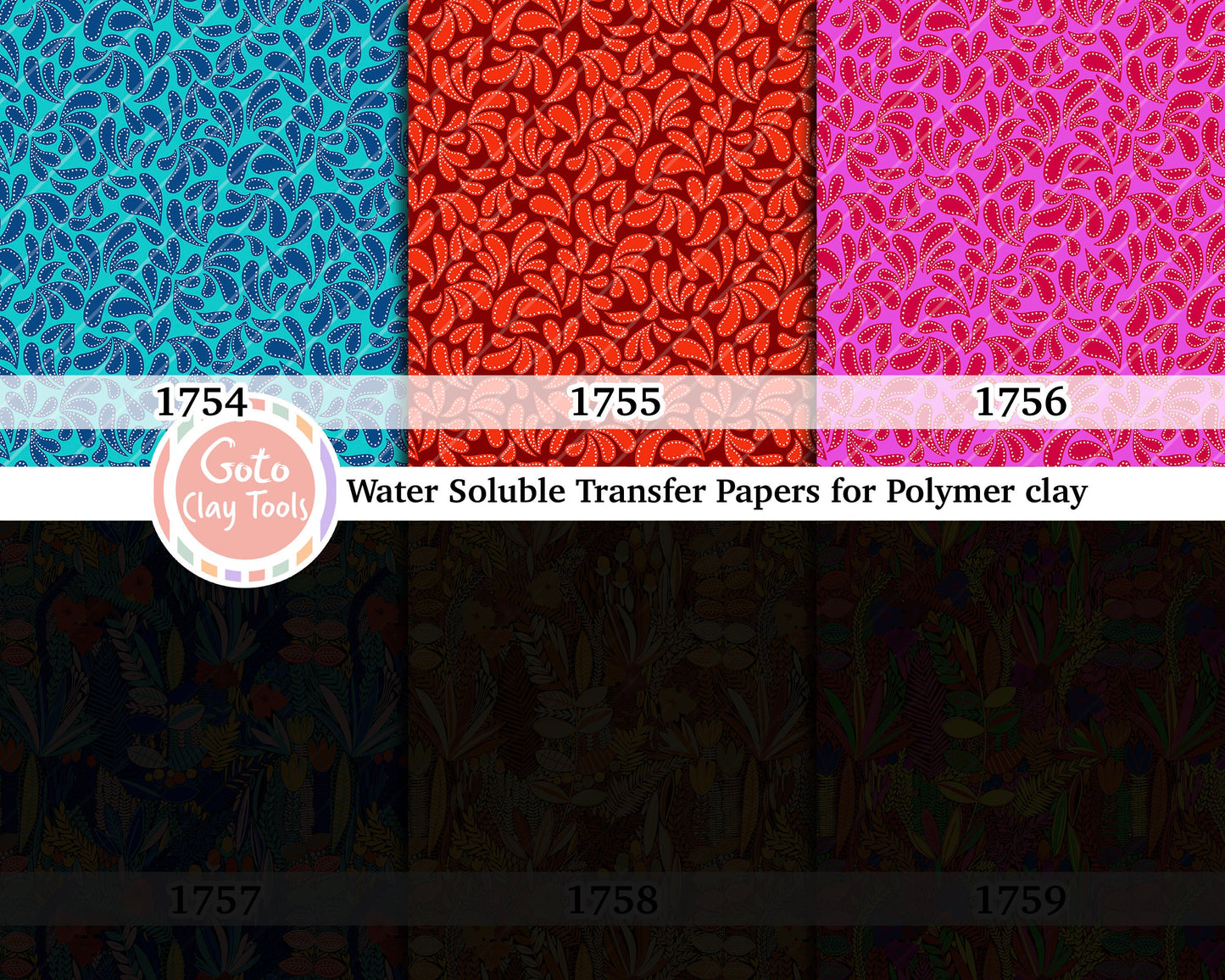 Water soluble Transfer paper for polymer clay, African Ankara pattern, polymer clay image transfers, magic transfer paper