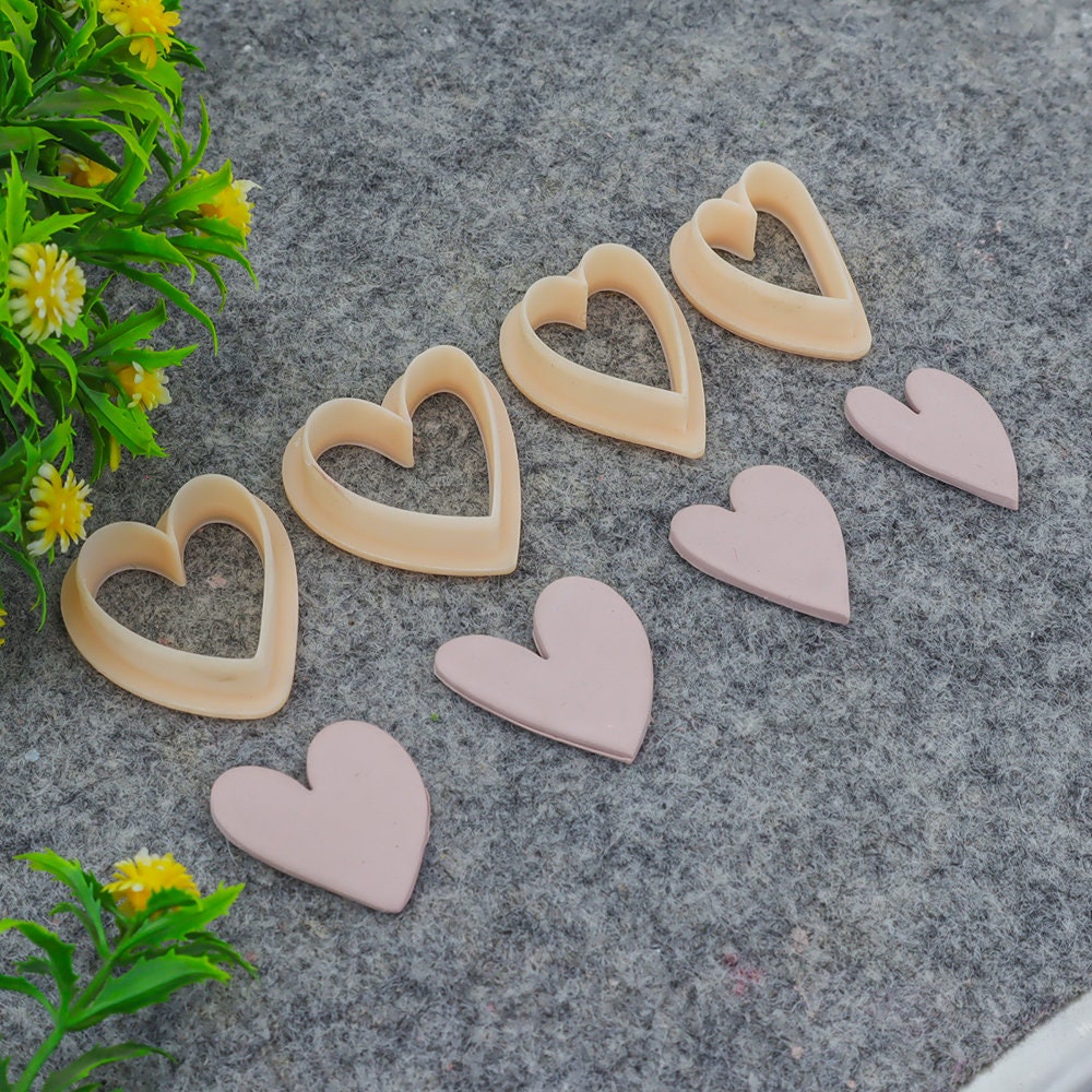 Valentine heart clay cutter, polymer clay cutter for earring making #707-2