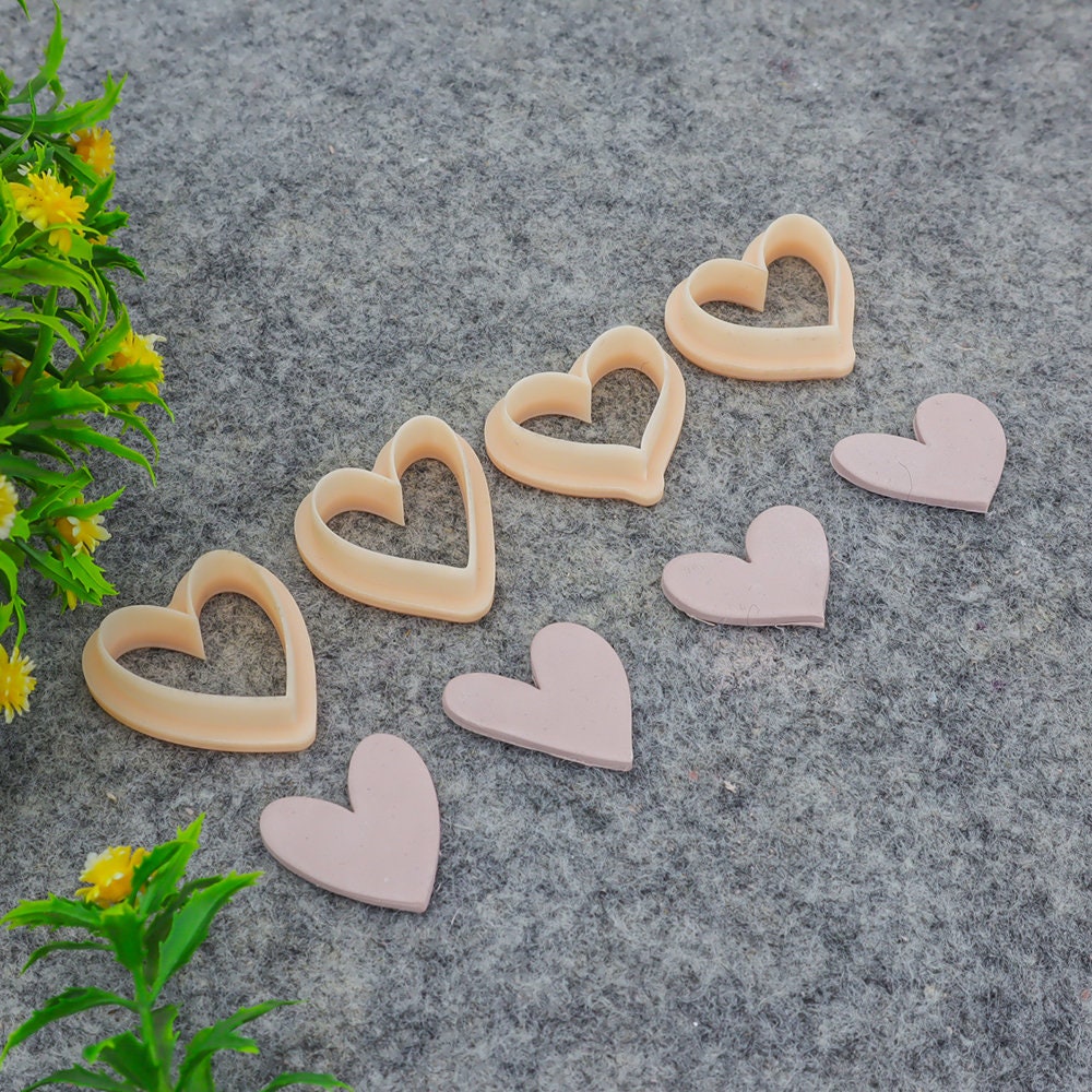 Valentine heart clay cutter, polymer clay cutter for earring making #707-4