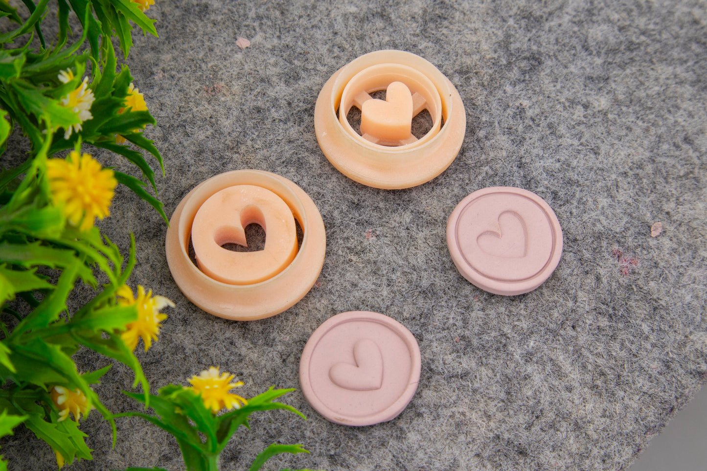 Valentine heart embossed clay cutter, polymer clay cutter for earring making #695