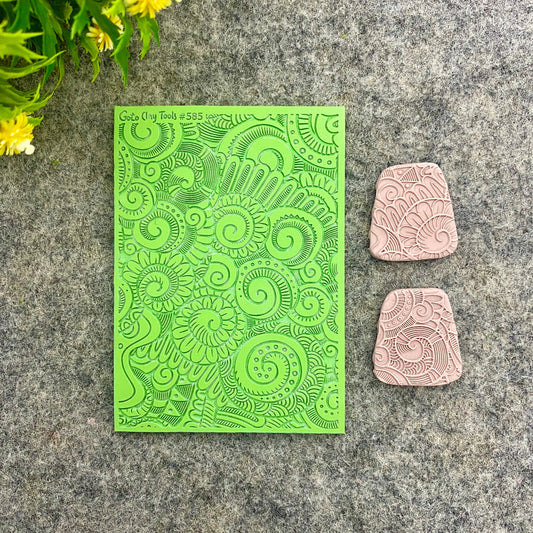 Detailed Doodle Texture mat for polymer clay, Polymer Clay Rubber Texture mat, Texture Tile mats, Rubber Texture Sheet #585
