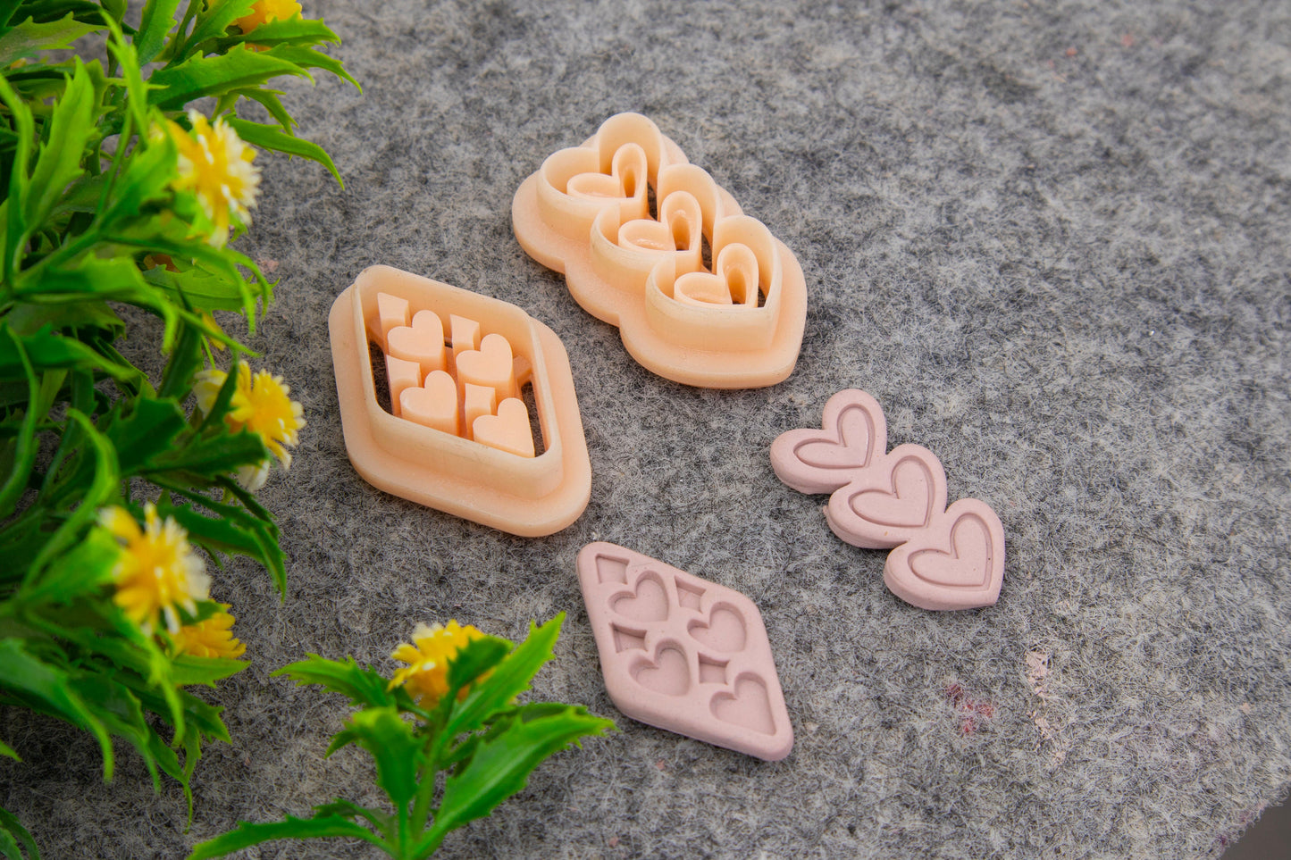 Valentine heart diamond embossed clay cutter, polymer clay cutter for earring making #696