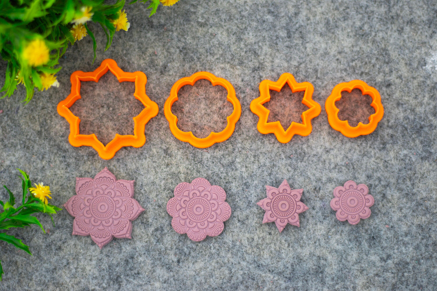 Mandala with Cutter Texture mat for polymer clay, Polymer Clay Rubber Texture mat, Texture Tile mats, Rubber Texture Sheet #M-2