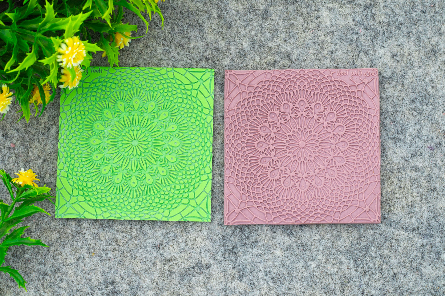 Mandala with Cutter Texture mat for polymer clay, Polymer Clay Rubber Texture mat, Texture Tile mats, Rubber Texture Sheet #M-3