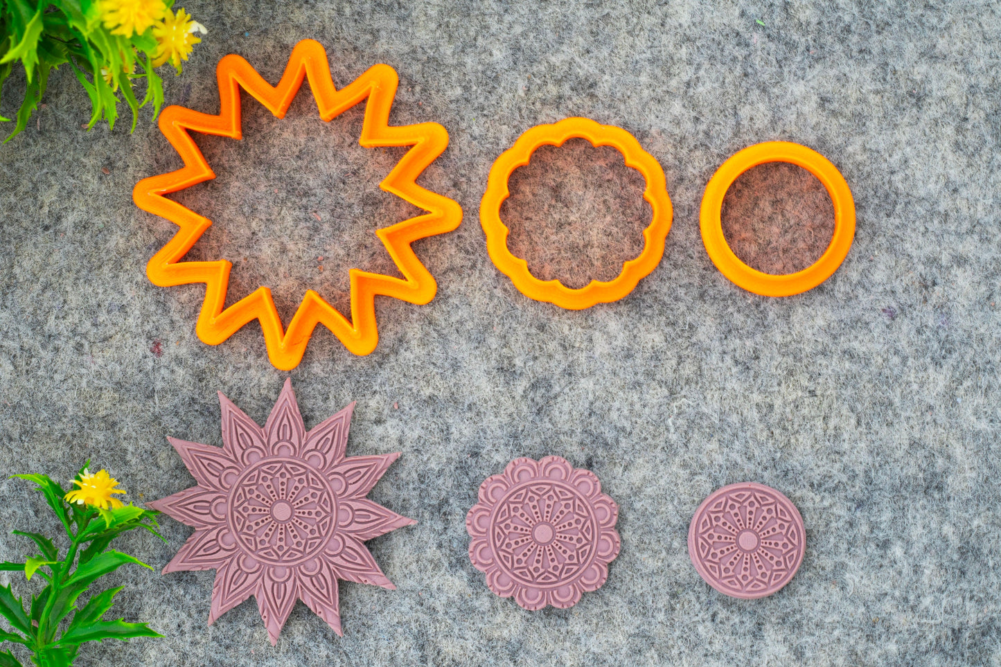 Mandala with Cutter Texture mat for polymer clay, Polymer Clay Rubber Texture mat, Texture Tile mats, Rubber Texture Sheet #M-6