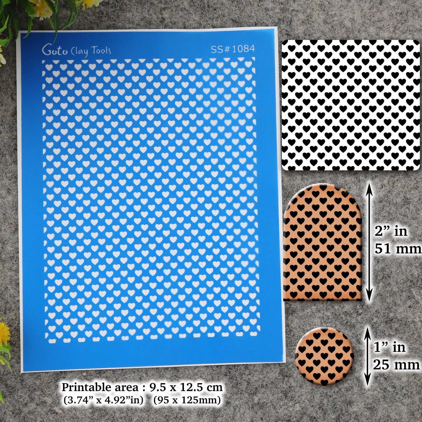 Heart pattern Silkscreen for Polymer Clay Earring making, Clay Stencils, Clay Earring Silkscreen, Polymer Clay Supplies SS#1084