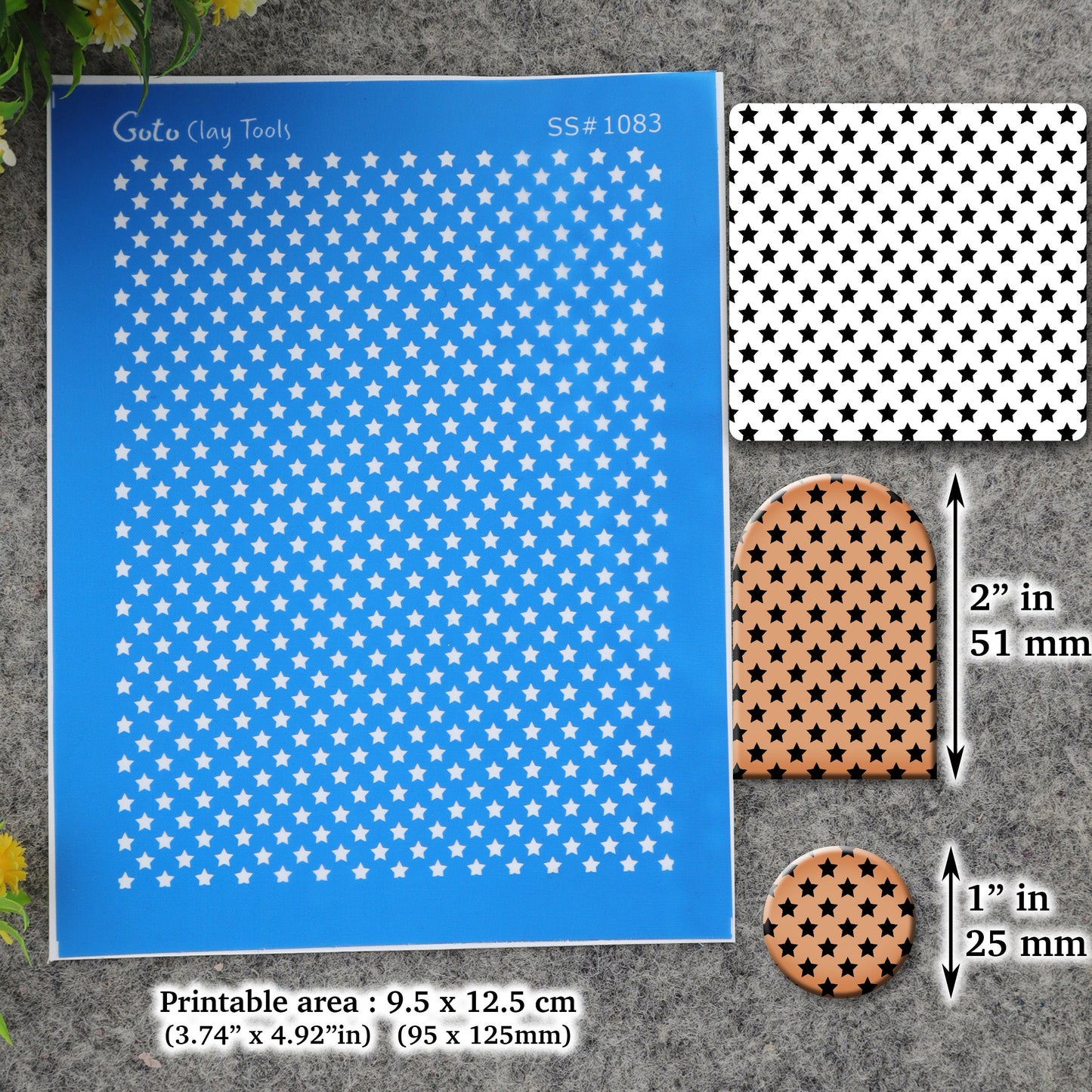 Star pattern Silkscreen for Polymer Clay Earring making, Clay Stencils, Clay Earring Silkscreen, Polymer Clay Supplies SS#1083