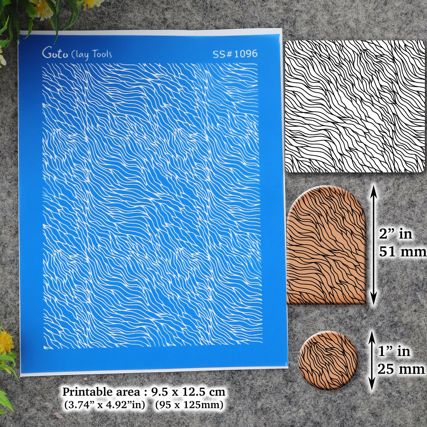Wavy lines pattern Silkscreen for Polymer Clay Earring making, Clay Stencils, Clay Earring Silkscreen, Polymer Clay Supplies SS#1096
