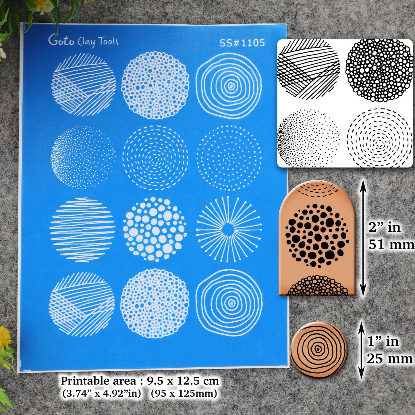 9 Abstract circles pattern Silkscreen for Polymer Clay Earring making, Clay Stencils, Clay Earring Silkscreen, Polymer Clay Supplies SS#1105