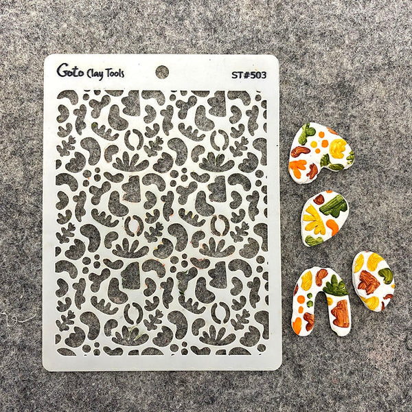 Organic shapes pattern Stencil, embossing or stencilling on polymer cl ...