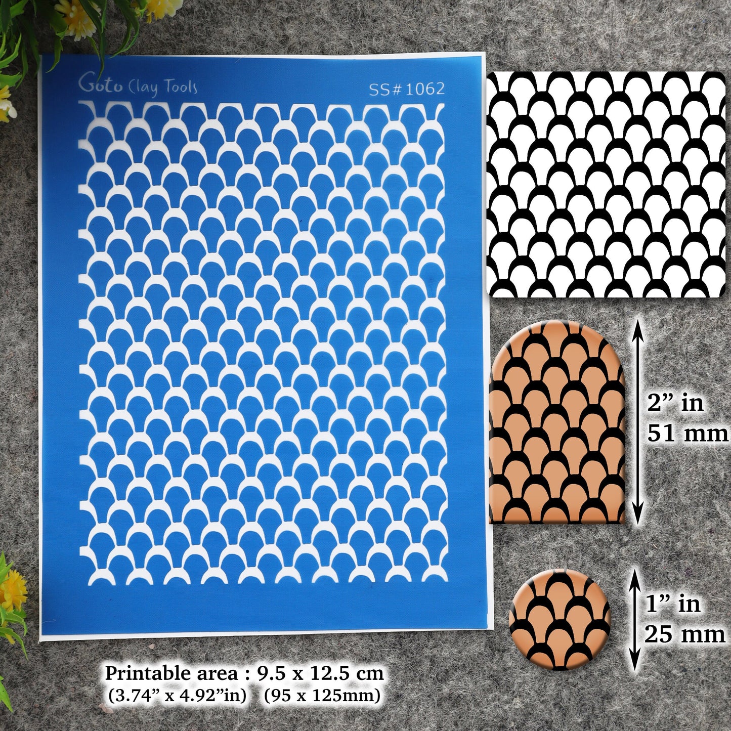 Fish Scale pattern Silkscreen for Polymer Clay Earring making, Clay Stencils, Clay Earring Silkscreen, Polymer Clay Supplies SS#1062