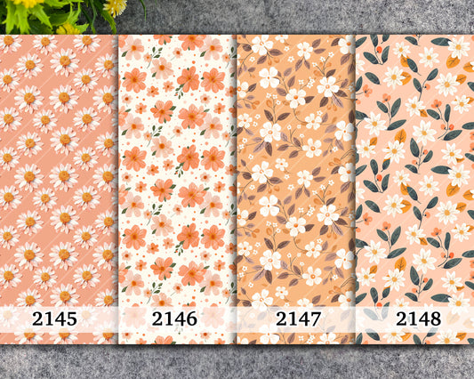 Water soluble Transfer paper for polymer clay, Peach and orange floral pattern, polymer clay image transfers, magic transfer paper