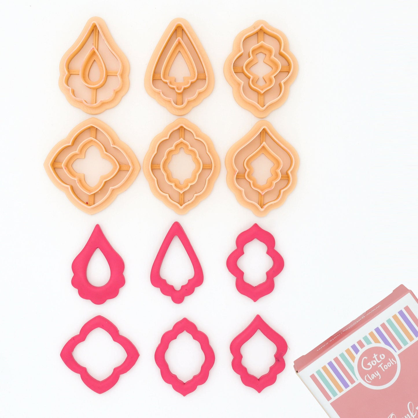 Retro Drop Dangle Earrings Shape in Hollow, Donut Leaves Clay Cutters for Polymer Clay Jewelry Earrings, SET OF 6, 38 mm, CTCMB-2
