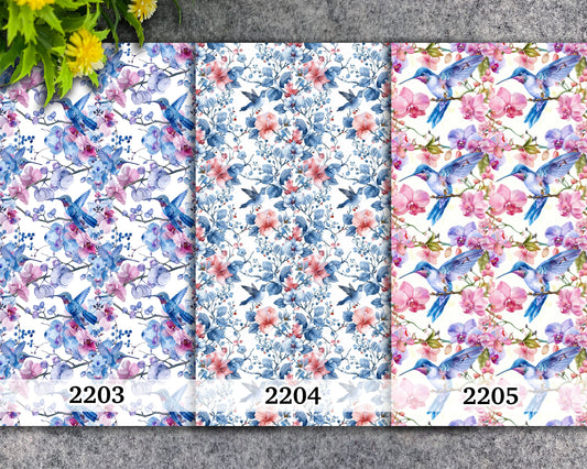 Water soluble Transfer paper for polymer clay, hummingbird floral, polymer clay image transfers, magic transfer paper