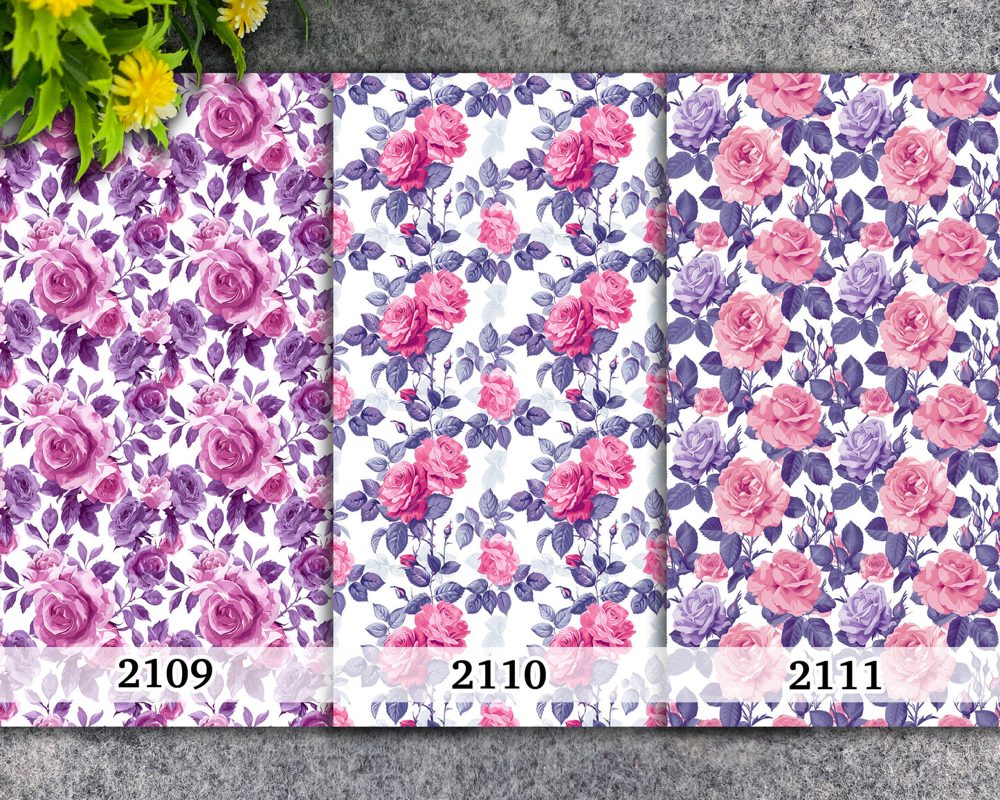 Water soluble Transfer paper for polymer clay, Purple and pink rose floral pattern , polymer clay image transfers, magic transfer paper