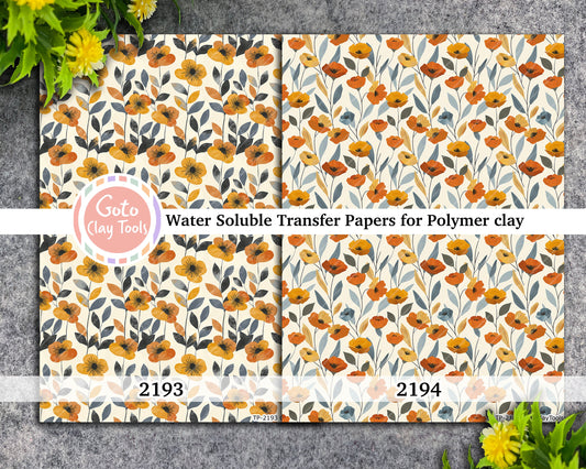 Transfer paper for polymer clay, Spring floral pattern, water soluble transfer paper, polymer clay image transfers, magic transfer paper