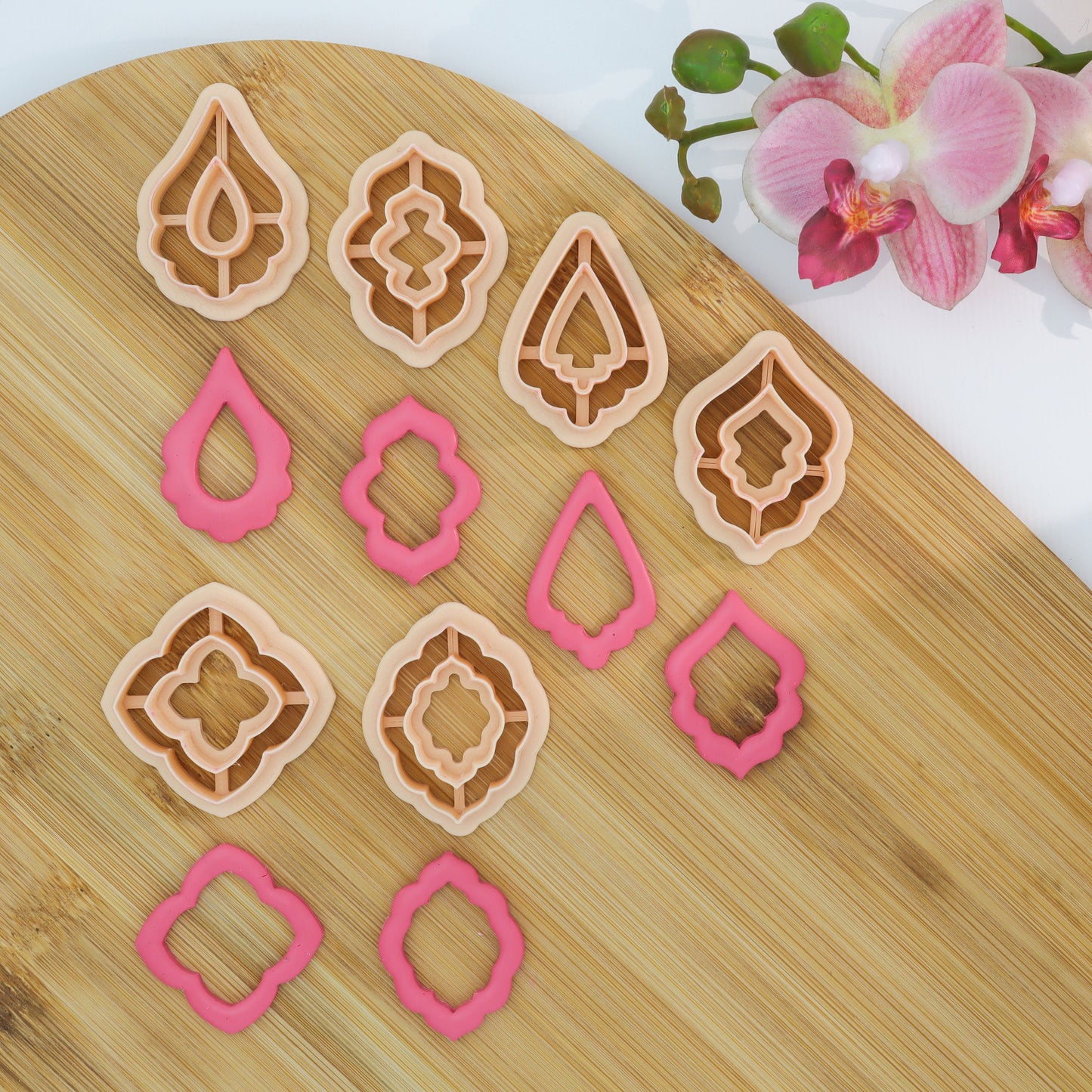 Retro Drop Dangle Earrings Shape in Hollow, Donut Leaves Clay Cutters for Polymer Clay Jewelry Earrings, SET OF 6, 38 mm, CTCMB-2