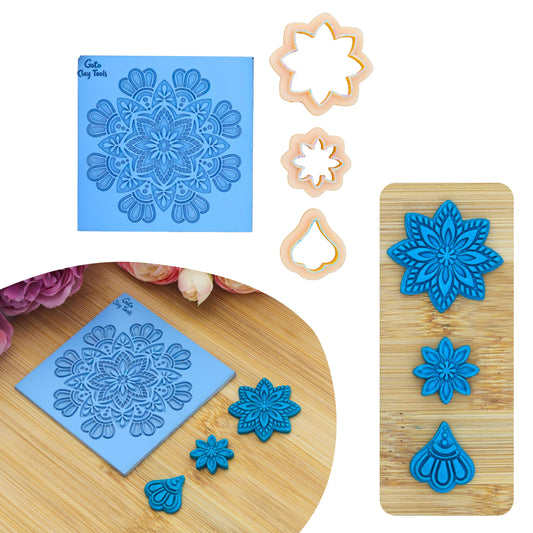 Mandala Texture mat for polymer clay, Polymer Clay Rubber Texture mat, Texture Tile mats, Rubber Texture Sheet #M-1