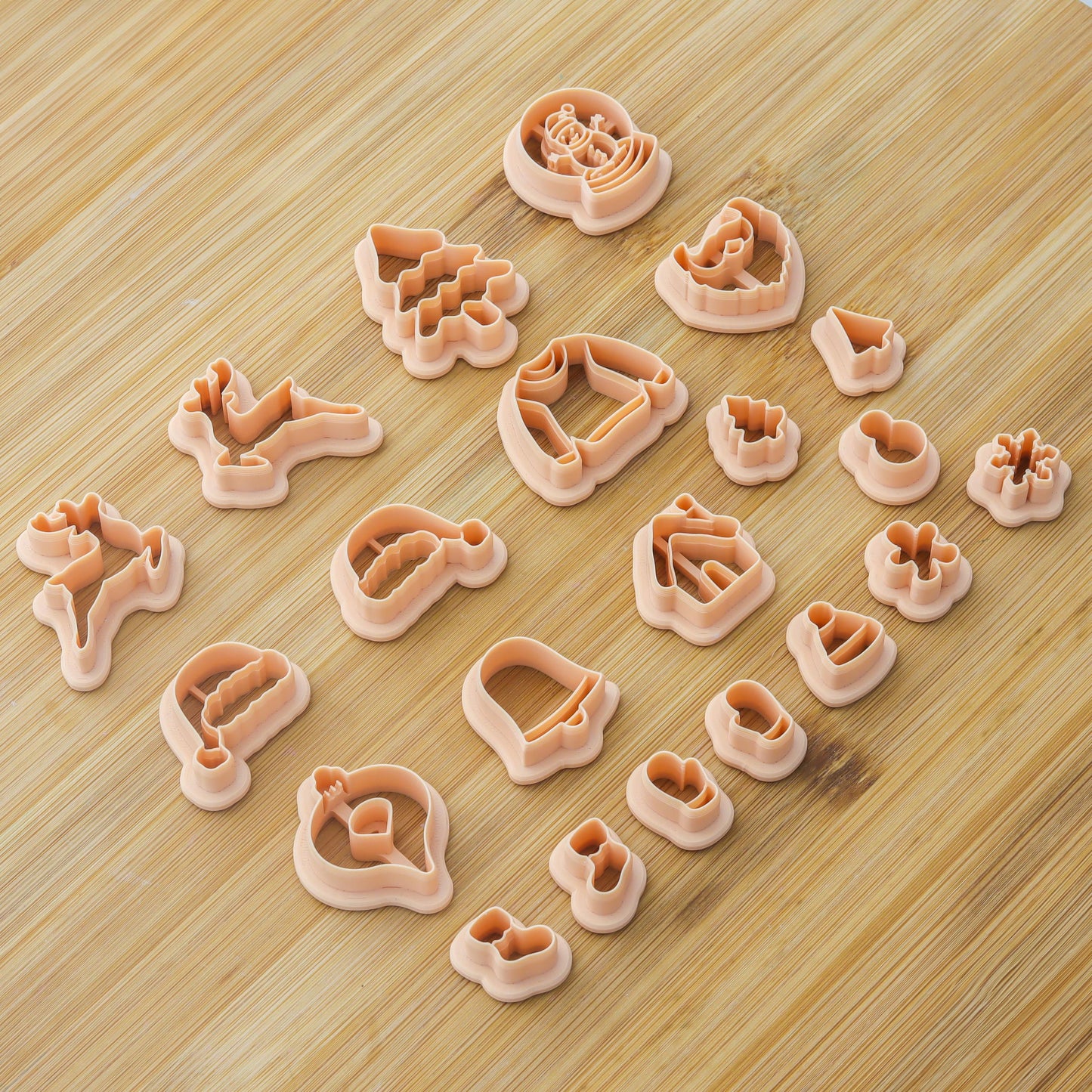 Christmas Clay Cutters for Polymer Jewelry Making, Christmas Clay Earring Cutters, Christmas Clay cutters - 21 Shapes Christmas Cutters