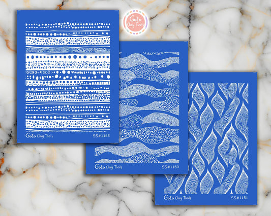Zentangle Silk screens for Polymer Clay, Clay Stencils, Polymer Clay Silkscreens, Silk screens for Clay, Polymer Clay Silk screens R1SS6