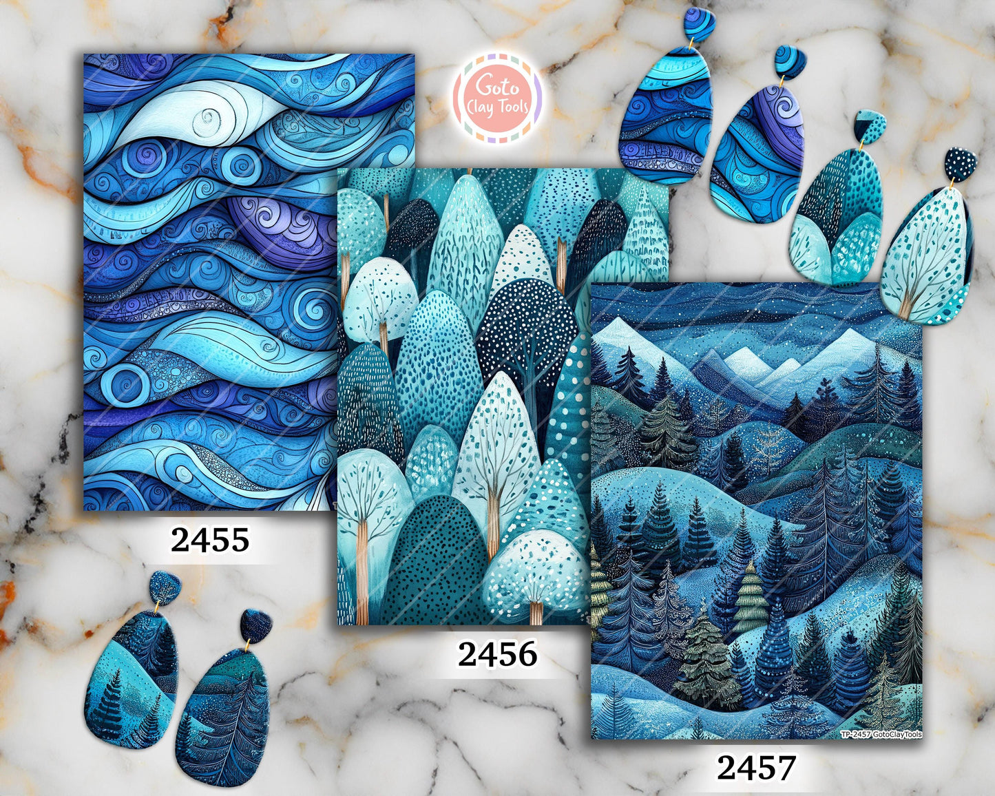Transfer paper for polymer clay, Blue Zentangle,water soluble transfer paper,Clay Transfers, Clay Transfer sheets, transfer paper for clay