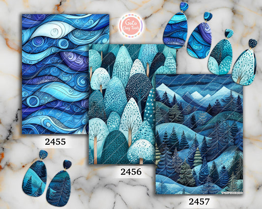 Transfer paper for polymer clay, Blue Zentangle,water soluble transfer paper,Clay Transfers, Clay Transfer sheets, transfer paper for clay
