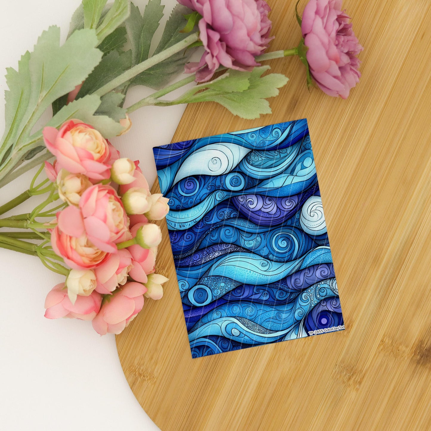 Transfer paper for polymer clay, Blue Zentangle,water soluble transfer paper,Clay Transfers, Clay Transfer sheets, transfer paper for clay
