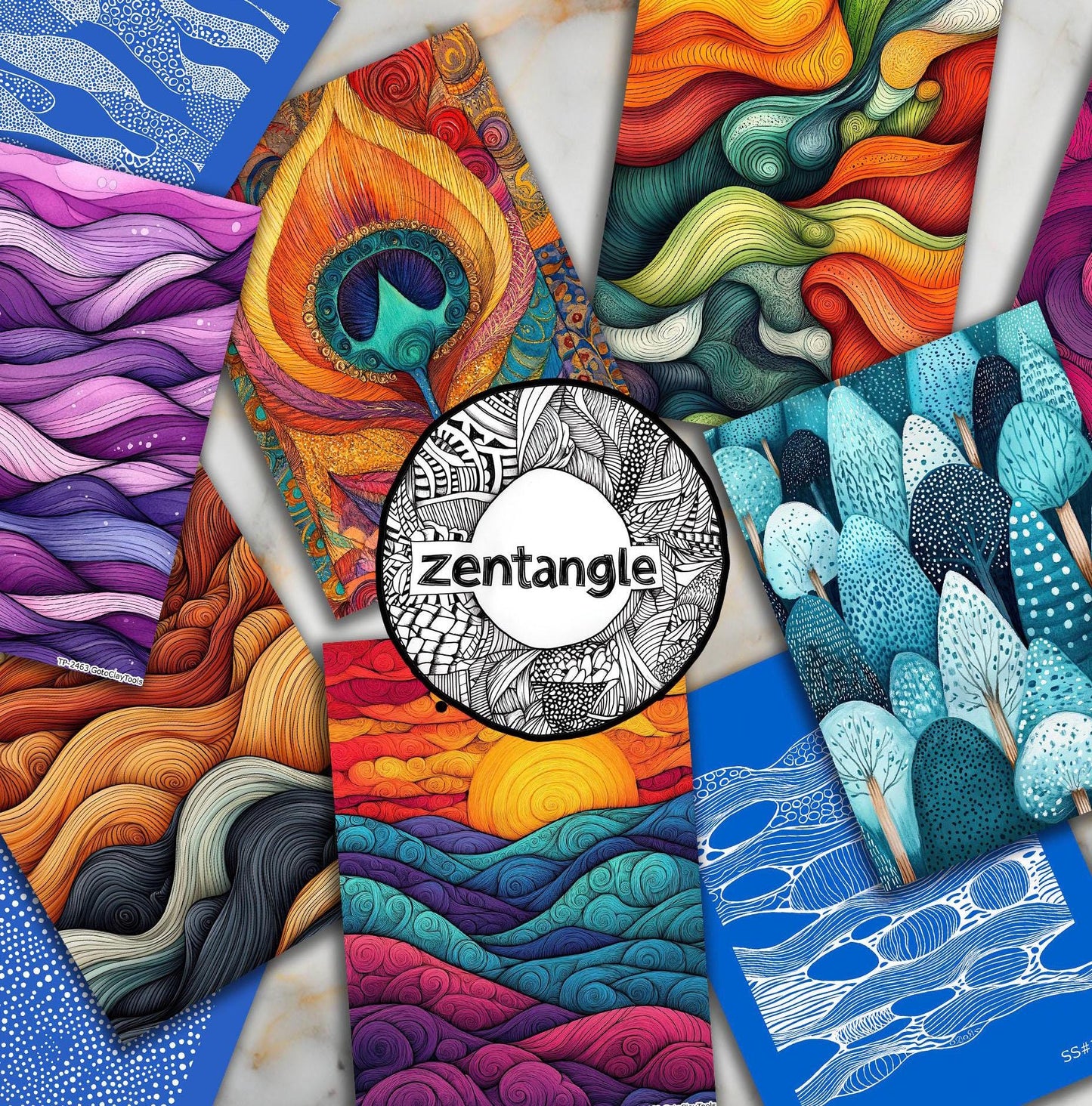 50% OFF FULL BUNDLE of Zentangle Collection, 27 Transfer Papers and 21 Silk screens Total 48 items R1