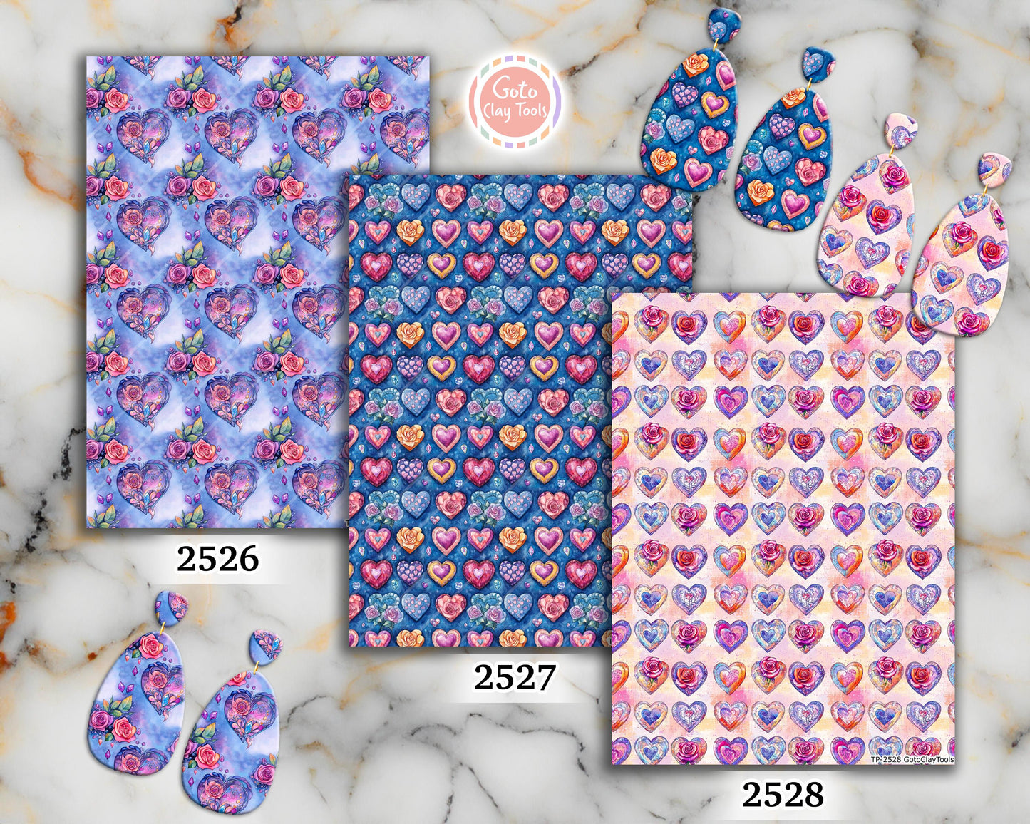 Rose Heart Polymer Clay Transfer Sheet: Valentine's Day (4x5.5 inches)