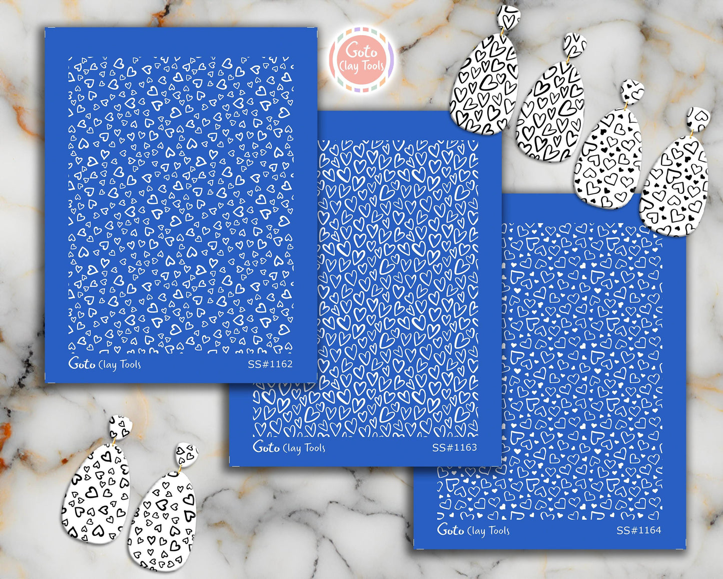Heart Silkscreen for Polymer Clay Earrings: Jewelry Making Stencil (9.5x12.5cm Printable Area)