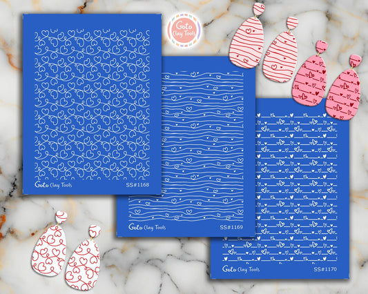 Heart String Silk screen for Polymer Clay Earring, Clay Stencils, Clay Earring Silkscreen, Silkscreen for Polymer Clay SS-VAL-25-4