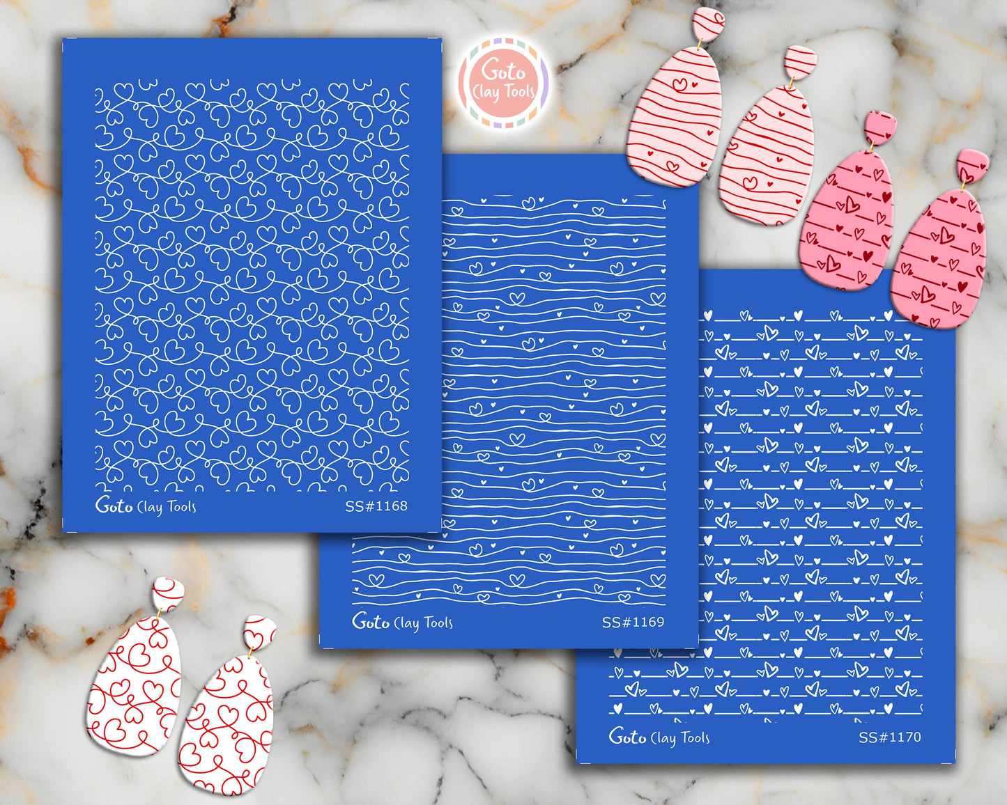 Heart String Polymer Clay Silkscreen for Earring Making (3.74x4.92" Printable Area
