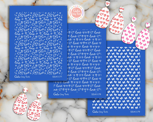 Love Silk screen for Polymer Clay Earring, Clay Stencils, Clay Earring Silkscreen, Valentine Silkscreen for Polymer Clay SS-VAL-25-6