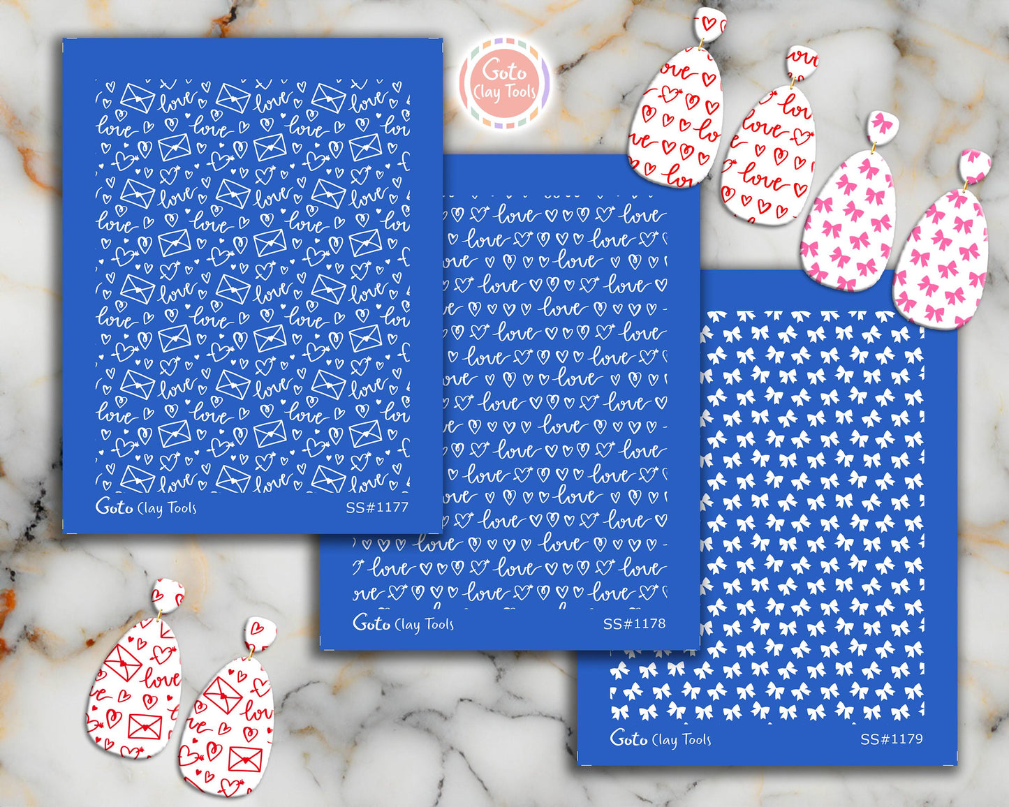 Heart Silkscreen for Polymer Clay Earrings: Valentine Stencil (9.5x12.5cm Printable Area)